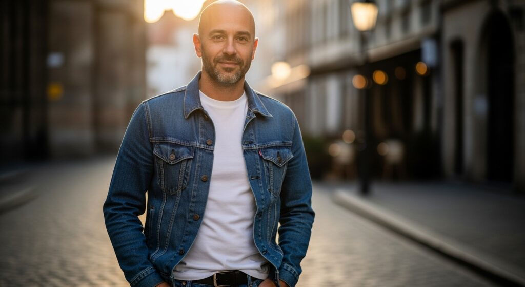 Man with a grey baseball cap looking confidently at the camera.