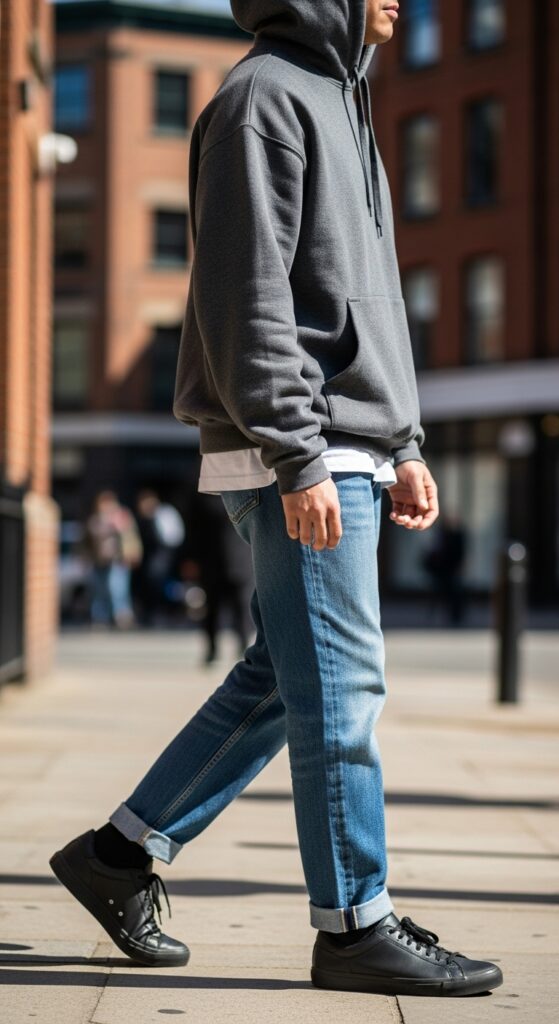 A-weekend-outfit-with-black-sneakers-jeans-and-a-hoodie-perfect-for-a-casual-day-out