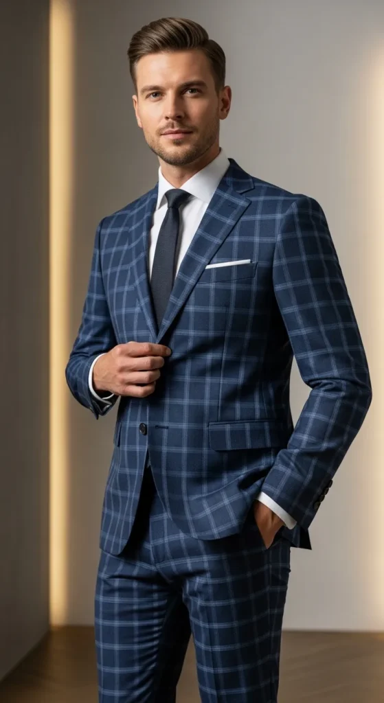 Checked-Navy-Blue-Suit