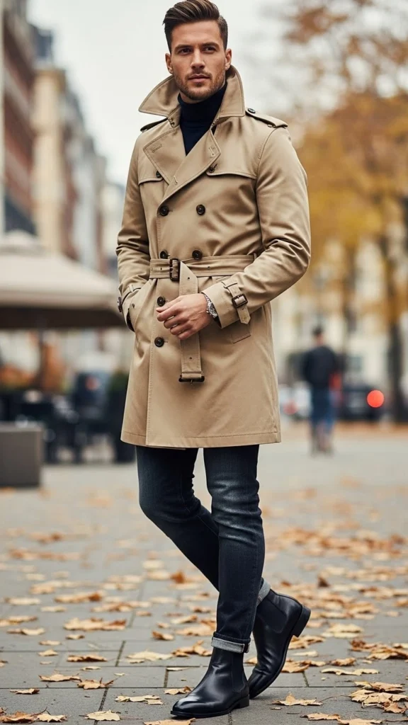 Double-Breasted-Trench-Jeans-Chelsea-Boots