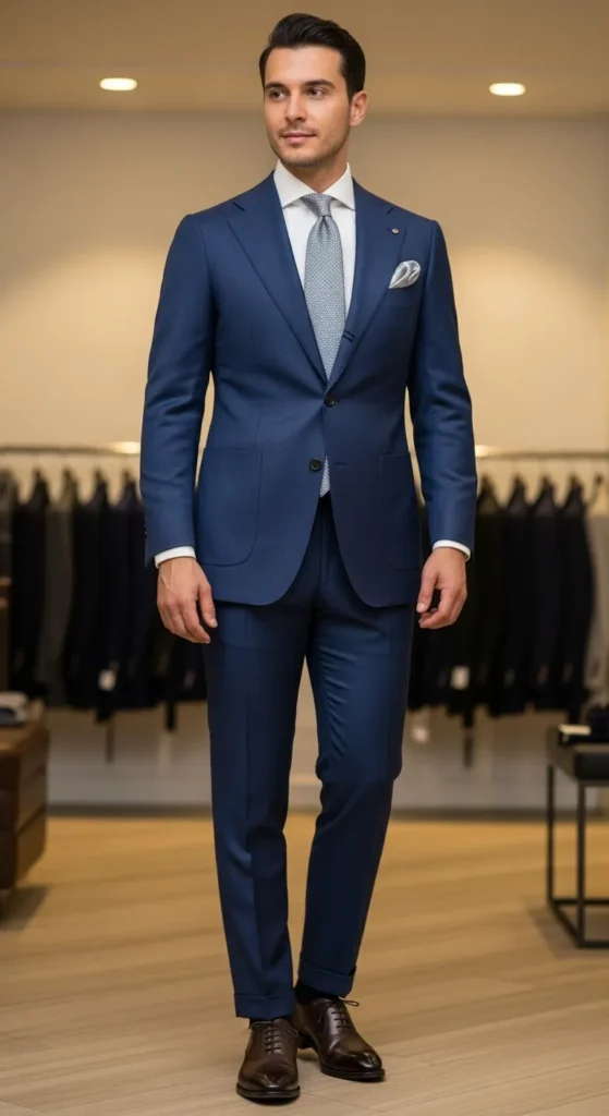 Navy-Suit-with-Peak-Lapel