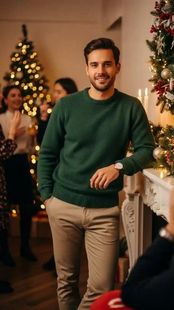 forest-green-sweater-with-chinos