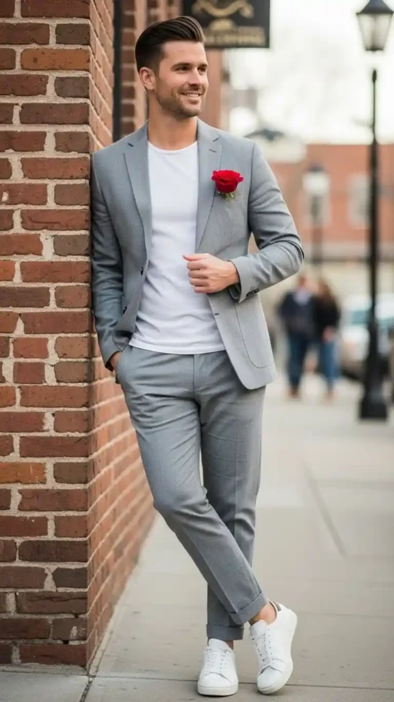 18 Trendy Valentine Outfit Ideas for Men to Look Confident 15 casual-suit-with-sneakers