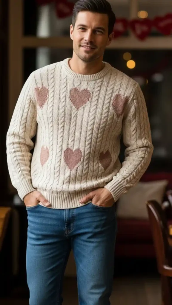 18 Trendy Valentine Outfit Ideas for Men to Look Confident 2 casual-sweater-and-jeans-combo