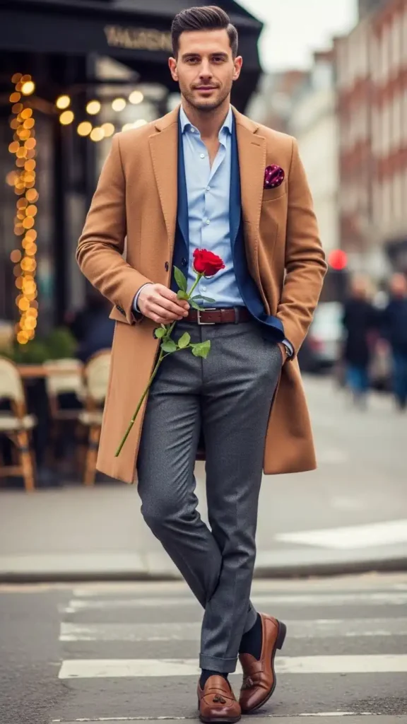 17 Stunning Valentine’s Day Outfits for Men That Look Sharp and Stylish 8 classic-camel-coat-layering