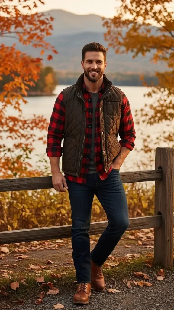 flannel-shirt-and-quilted-vest-combo