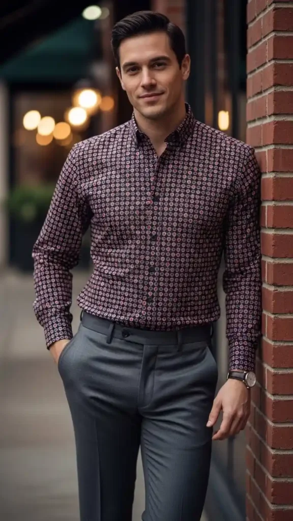 18 Trendy Valentine Outfit Ideas for Men to Look Confident 10 patterned-shirt-with-tailored-pants