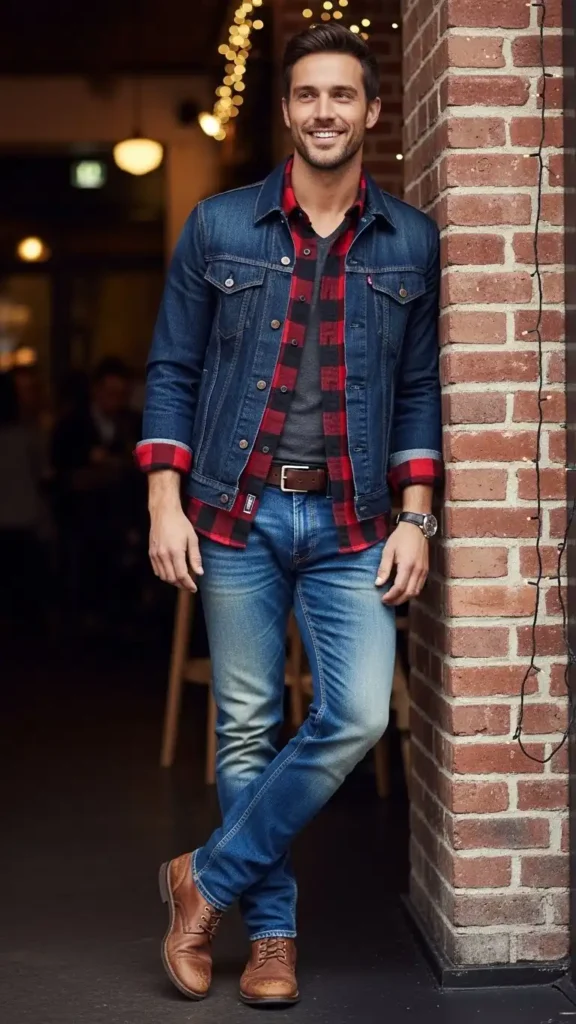 17 Stunning Valentine’s Day Outfits for Men That Look Sharp and Stylish 17 raw-denim-and-flannel-shirt