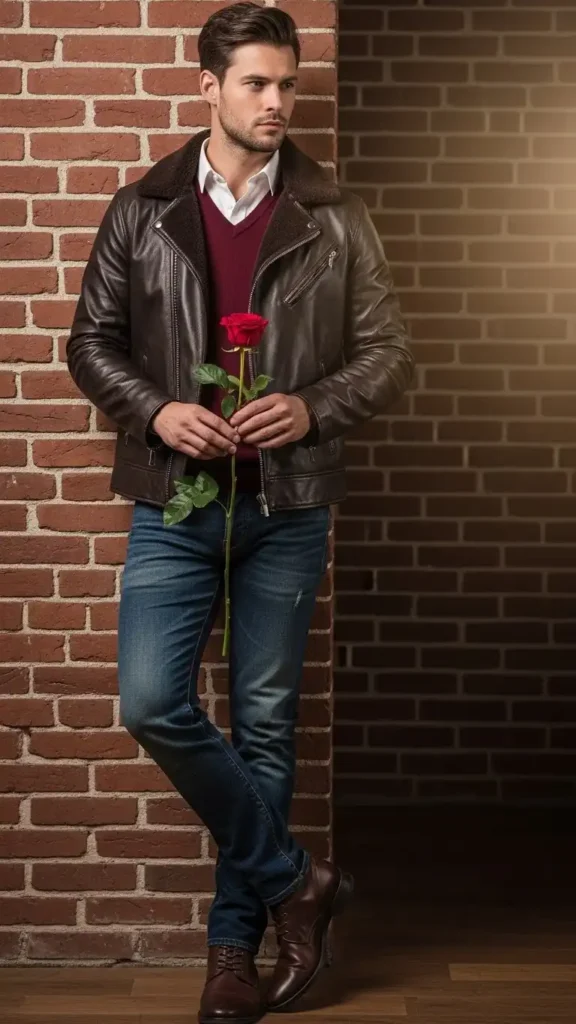 17 Stunning Valentine’s Day Outfits for Men That Look Sharp and Stylish 6 rugged-leather-jacket-and-boots