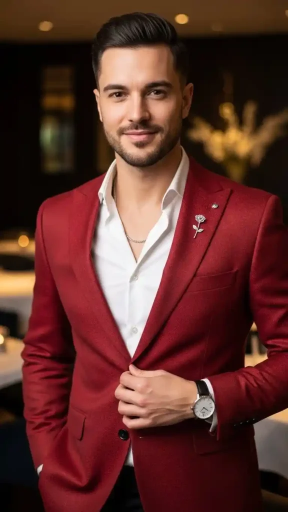 15+ Valentine’s Day Blazer Outfits for Men to Look Sharp and Stylish 17 statement-blazer-with-minimal-accessories
