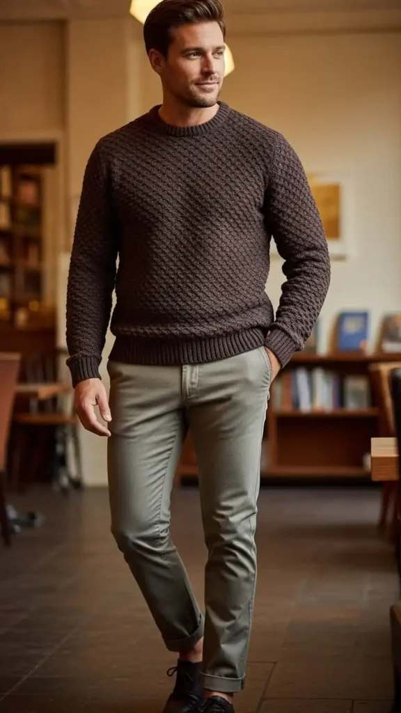 textured-knit-sweater-with-tailored-chinos