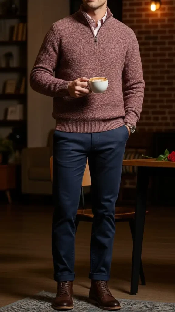 textured-quarter-zip-with-dark-chinos