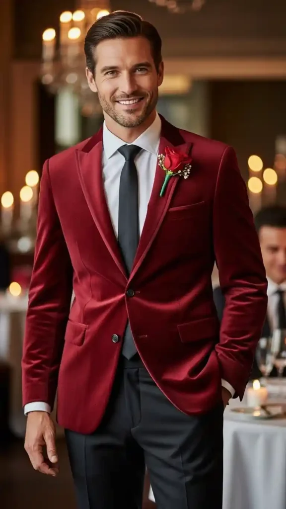 15+ Valentine’s Day Blazer Outfits for Men to Look Sharp and Stylish 12 velvet-blazer-with-black-trousers