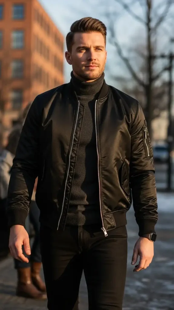 bomber-jacket-with-turtleneck