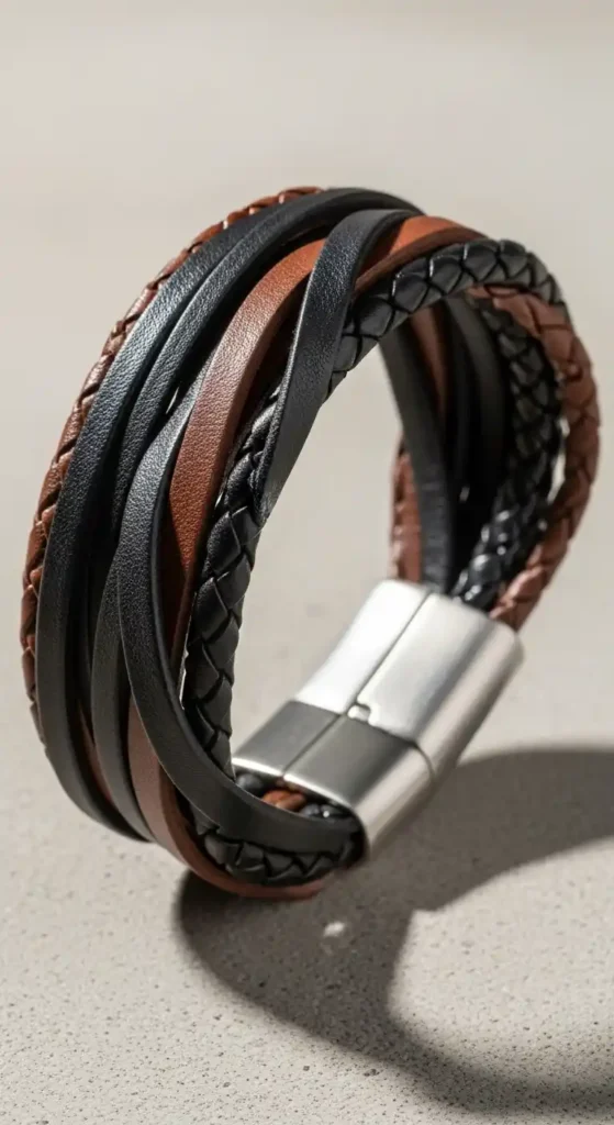 braided-black-and-brown-leather-bracelet