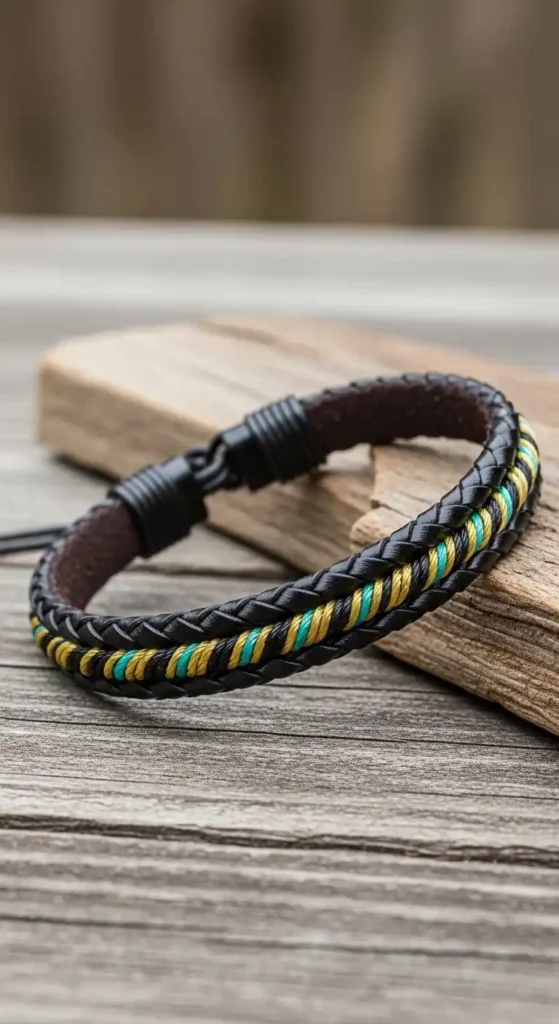 braided-leather-bracelet-with-accent-thread