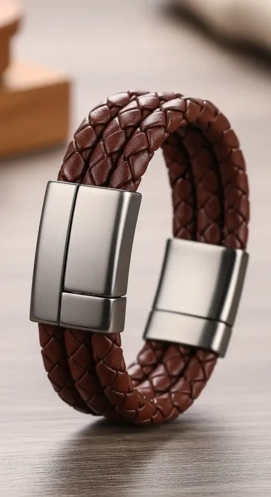 classic-brown-braided-leather-bracelet