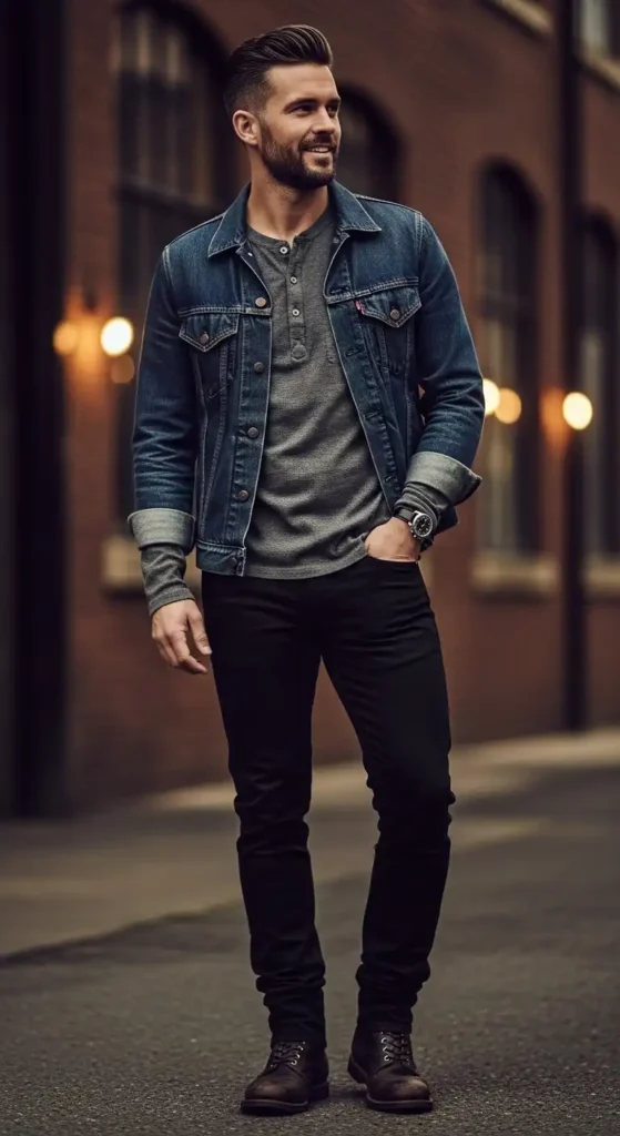 henley-trucker-jacket-and-black-jeans