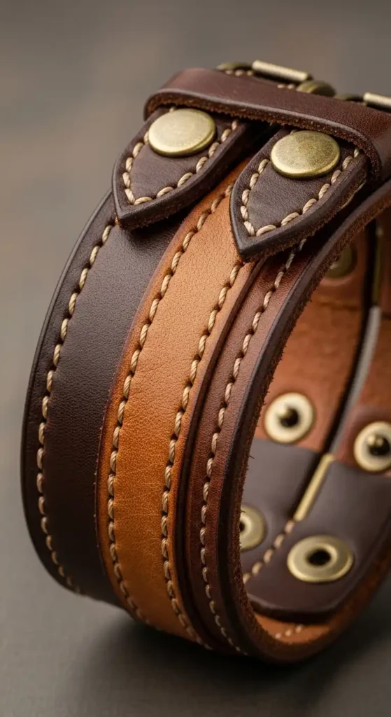 two-tone-leather-cuff-bracelet