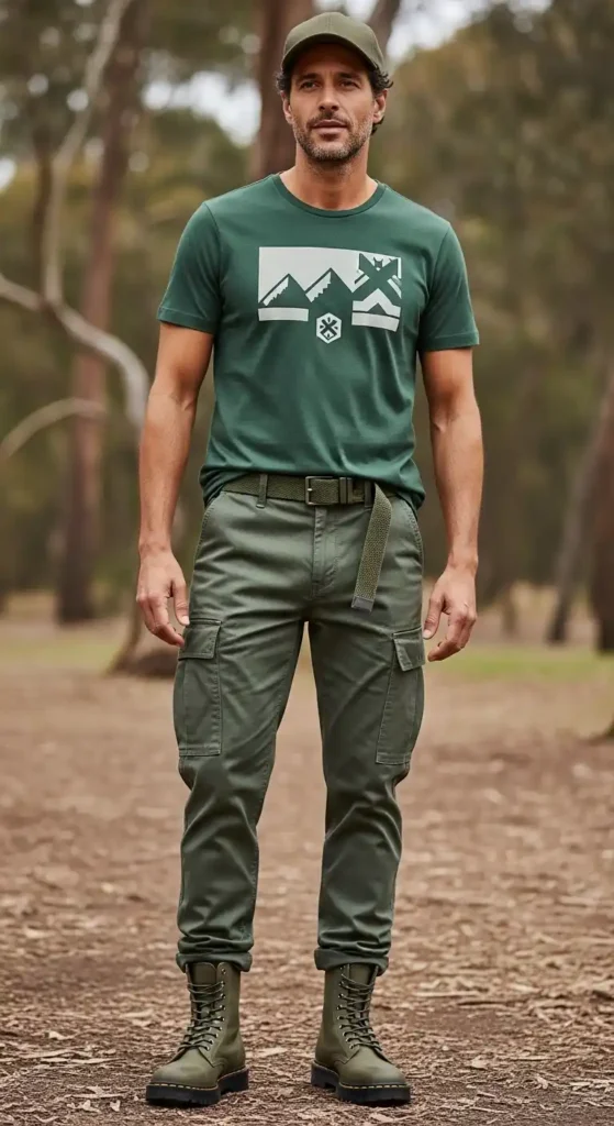 army-green-cargo-pants-with-graphic-tee
