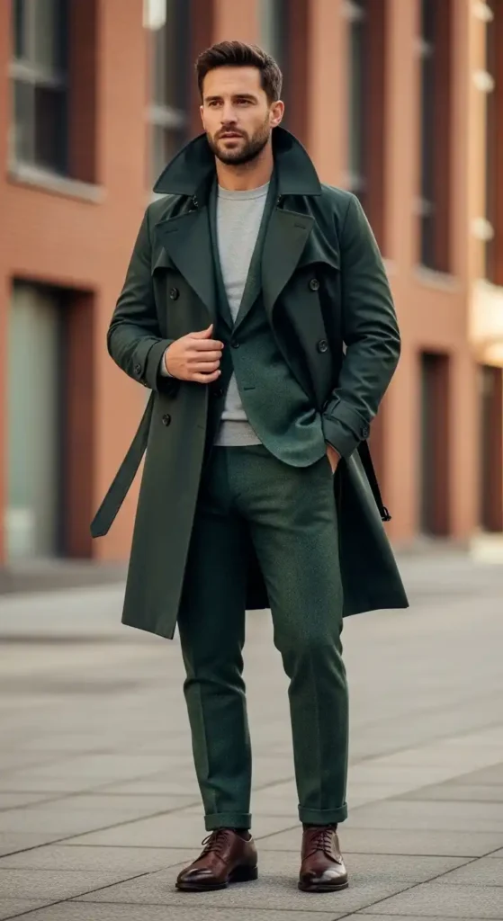 dark-green-trench-coat-with-tailored-trousers