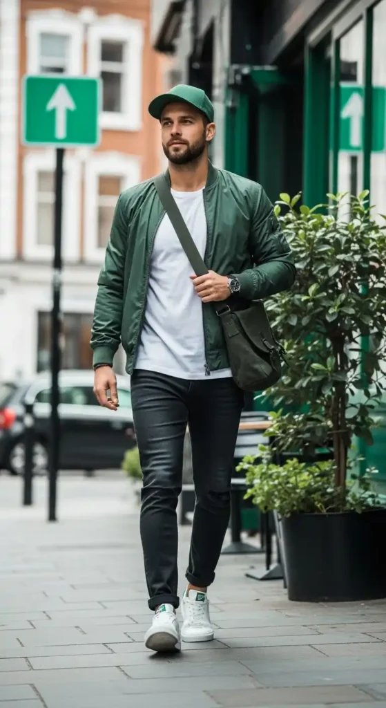 forest-green-bomber-jacket-with-white-tee