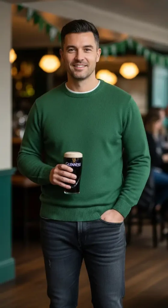 classic-green-crewneck-with-dark-jeans