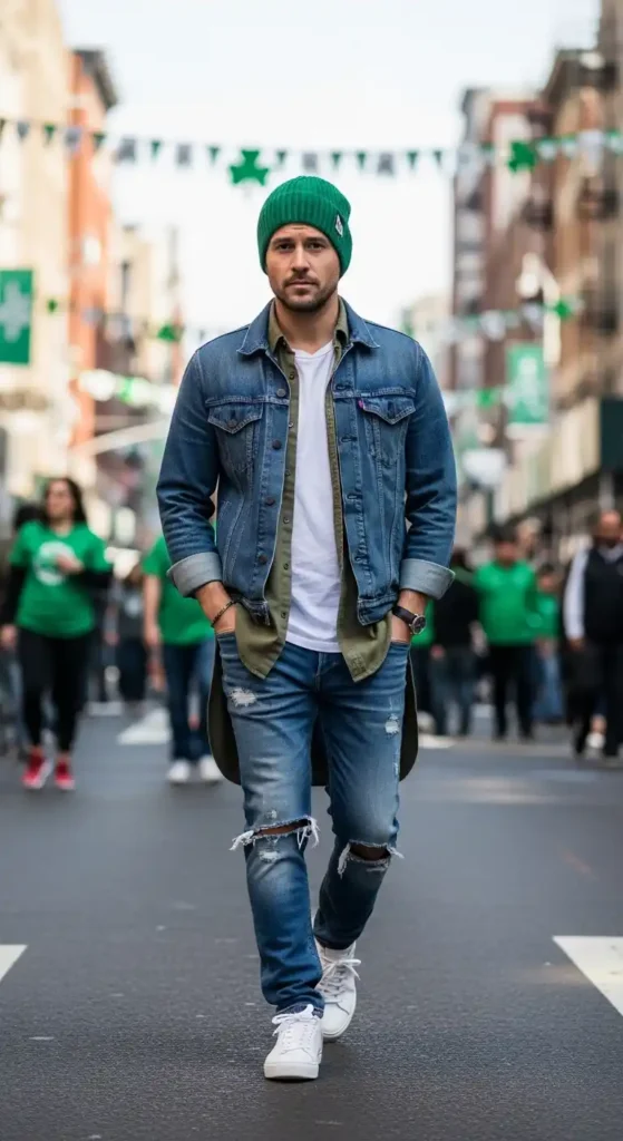 green-beanie-with-casual-layers