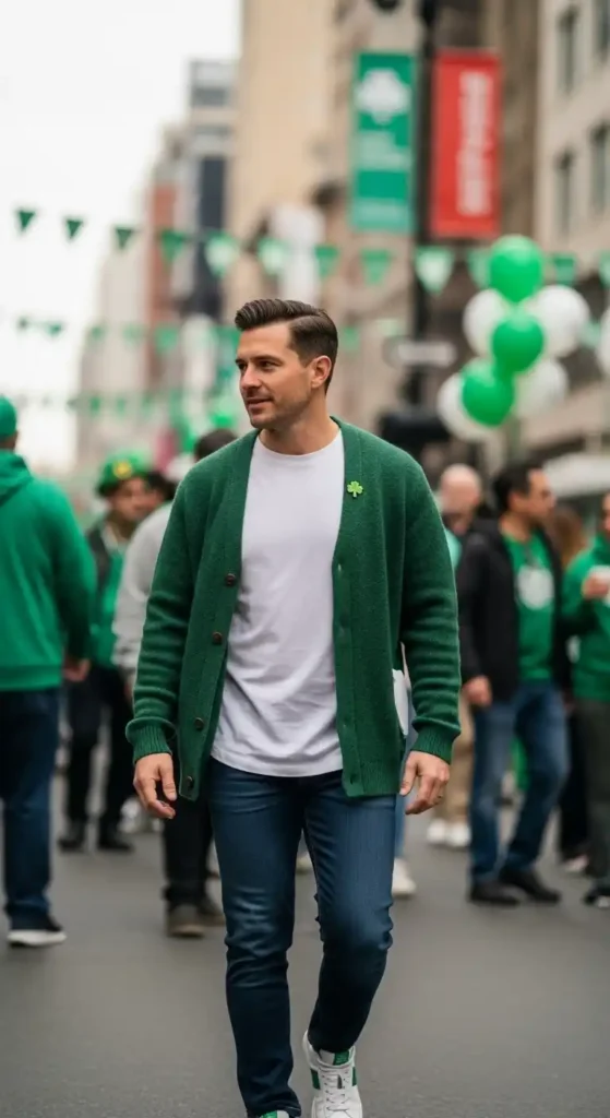 green-cardigan-over-a-tee
